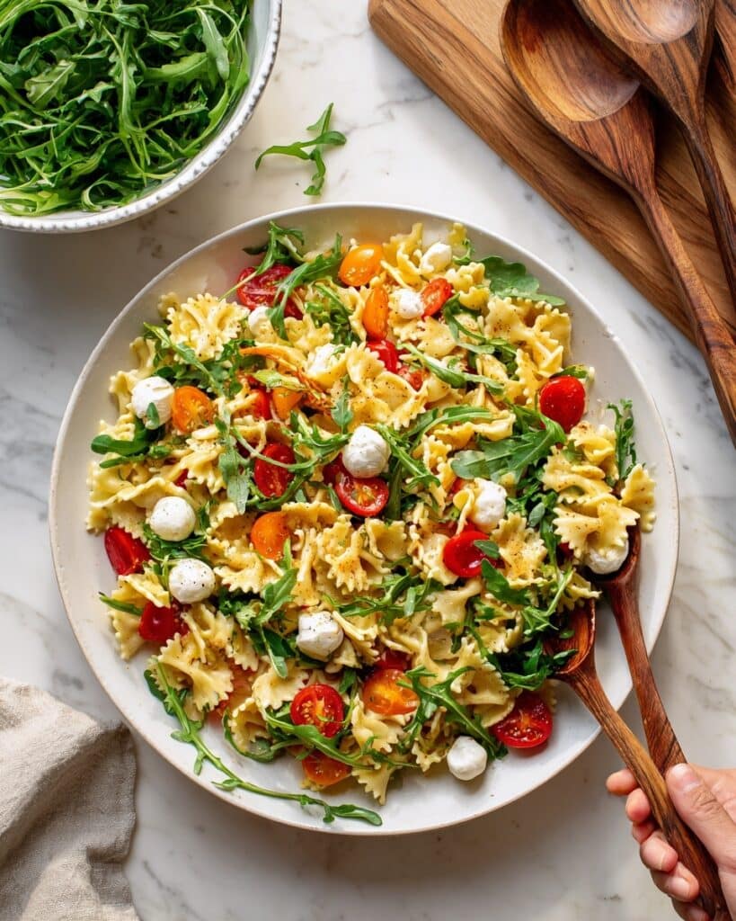 Roasted Red Pepper Caprese Pasta Salad Recipe