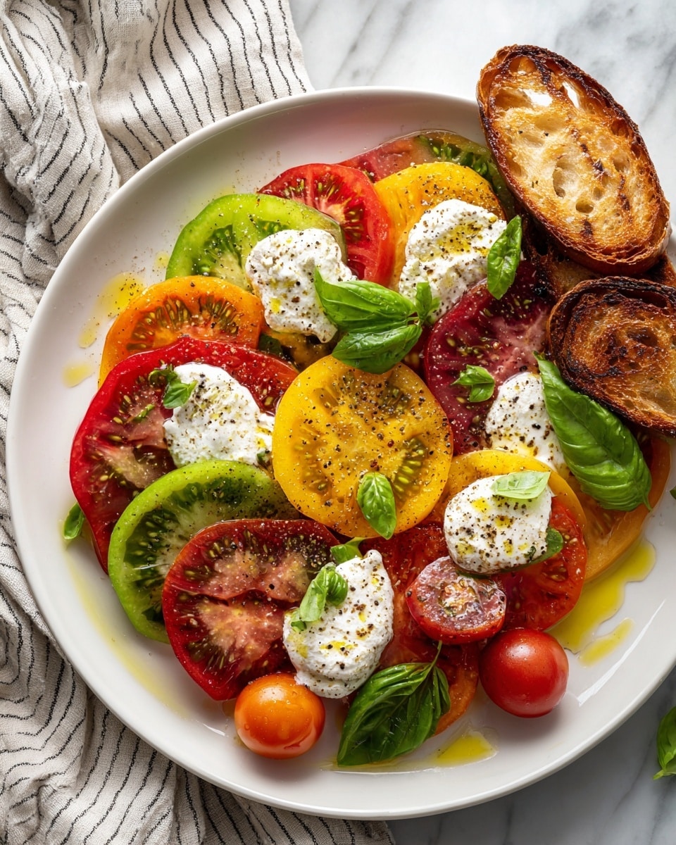 Burrata Salad with Tomatoes, Basil, and Lemon Dressing Recipe