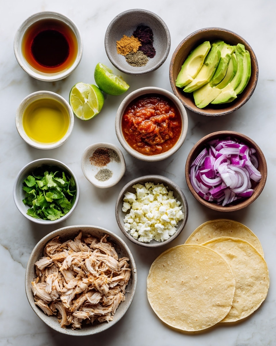 A close-up view of a black skillet filled with shredded orange-brown cooked chicken, evenly spread and mixed inside the pan. The shredded texture is visible in soft, fibrous pieces piled mostly in the center and right side, leaving a small empty spot on the right edge. A pair of silver and black tongs is placed in the skillet, gripping some of the chicken. A woman’s hand is holding the tongs near the bottom left corner. The skillet rests on a white marbled surface. photo taken with an iphone --ar 4:5 --v 7