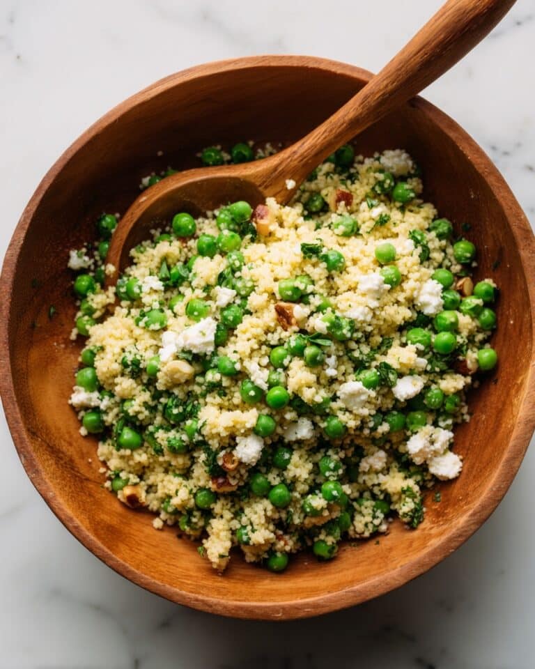 Spring Pea Feta Couscous Salad with Basil Vinaigrette Recipe