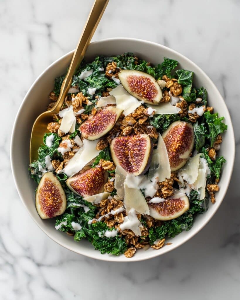 Harvest Fig and Kale Crunch Salad with Tahini Cider Dressing Recipe
