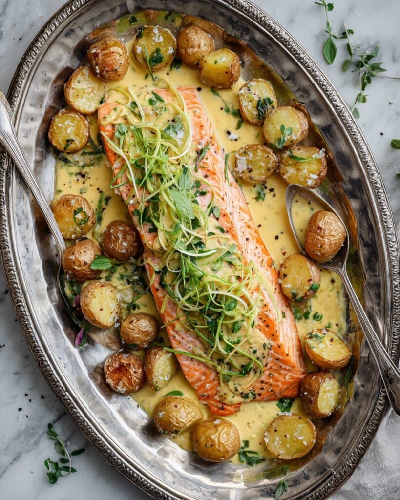 Sheet Pan Dijon Salmon and Sesame Panko Potatoes Recipe