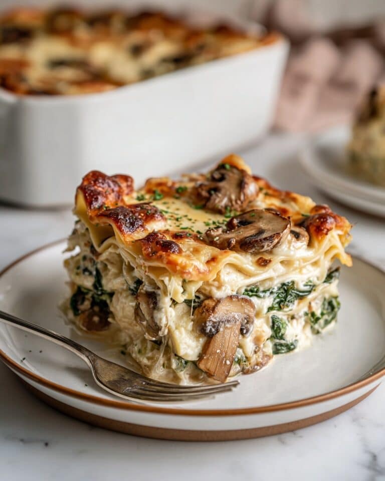 Creamy Chicken Lasagna with Mushrooms and Spinach Recipe