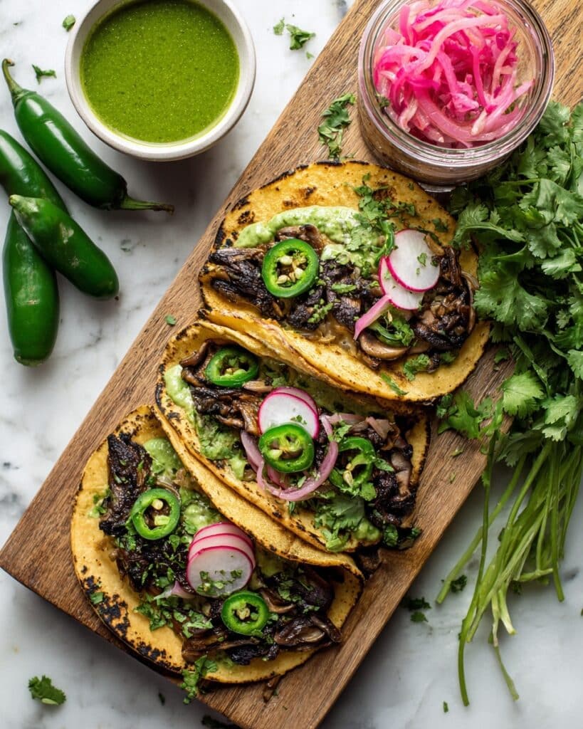 Portobello Mushroom Tacos with Chipotle and Black Beans Recipe