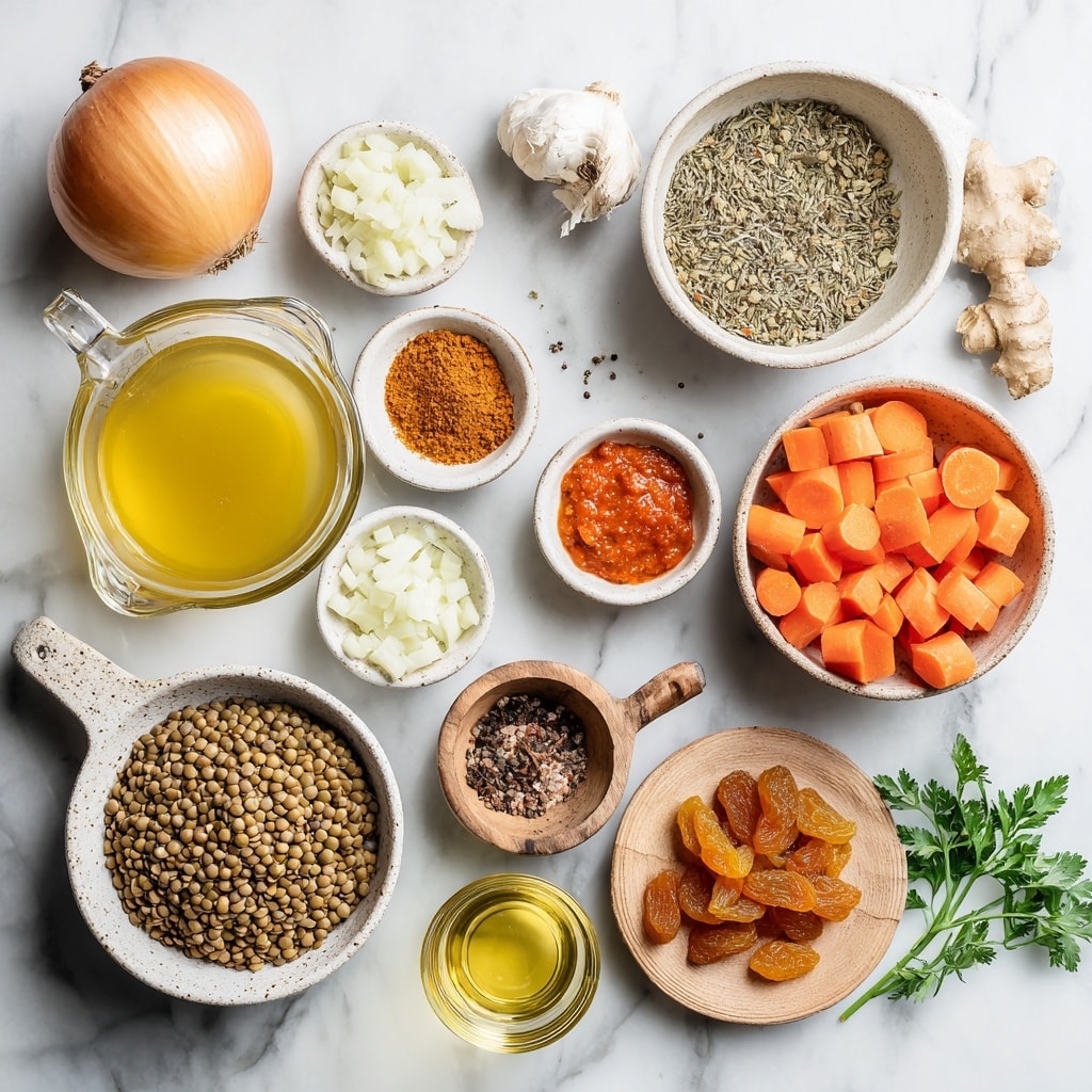 The image shows a white bowl filled with two main layers: a smooth, creamy yellow base layer of mashed potatoes, spread in a circular shape along the bottom and edges of the bowl, and on top, a thick layer of brown lentils mixed with small, bright orange carrot cubes and small bits of onions, garnished with small green herb pieces scattered across the lentils. A black spoon rests on the right side inside the bowl. The bowl is placed on a white marbled surface with a white cloth with black stripes partially visible on the right side. Photo taken with an iphone --ar 4:5 --v 7