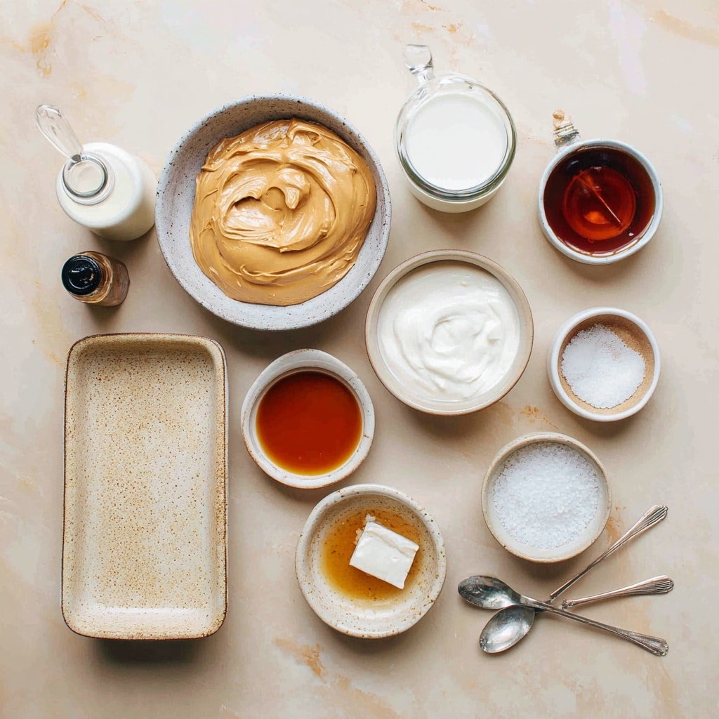 Two waffle cones are placed in a clear glass. Each cone holds two round scoops of light brown ice cream with a slightly creamy texture. On top of the ice cream, there is a thick layer of glossy peanut butter sauce dripping down the sides. The peanut butter sauce is topped with small pieces of peanuts, adding a crunchy texture. In the background, a glass jar with more peanut butter and a dark measuring cup with peanut butter residue are visible on a white marbled surface. Photo taken with an iphone --ar 4:5 --v 7