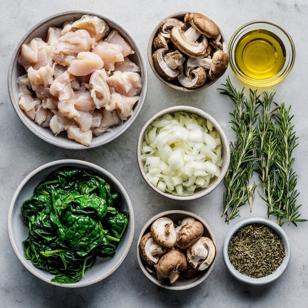 A close-up view inside a metal frying pan filled with a mixed sauté of chopped light brown mushrooms, small pieces of cooked translucent onions, and bright green wilted spinach. A wooden spoon rests in the pan, slightly lifting some of the sautéed ingredients, showing their soft and tender texture. The pan sits on a white marbled surface, and the mixture inside has a moist, cooked look with natural earthy and green colors. photo taken with an iphone --ar 4:5 --v 7
