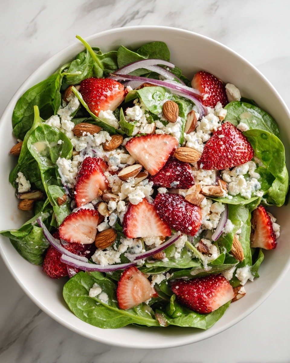 Strawberry Spinach Salad with Lemon-Balsamic Dressing and Toasted Almonds Recipe