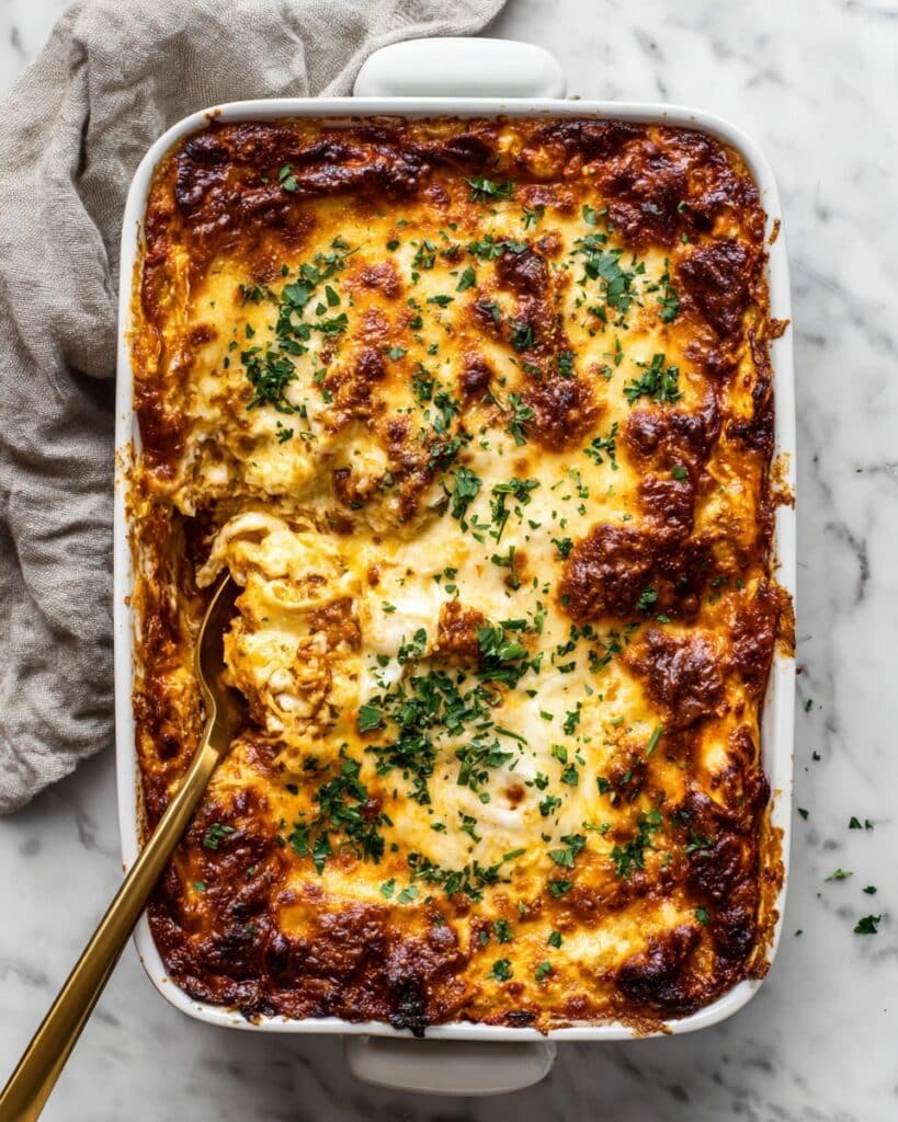 Loaded Scalloped Potatoes with Three Cheese and Roasted Garlic Recipe