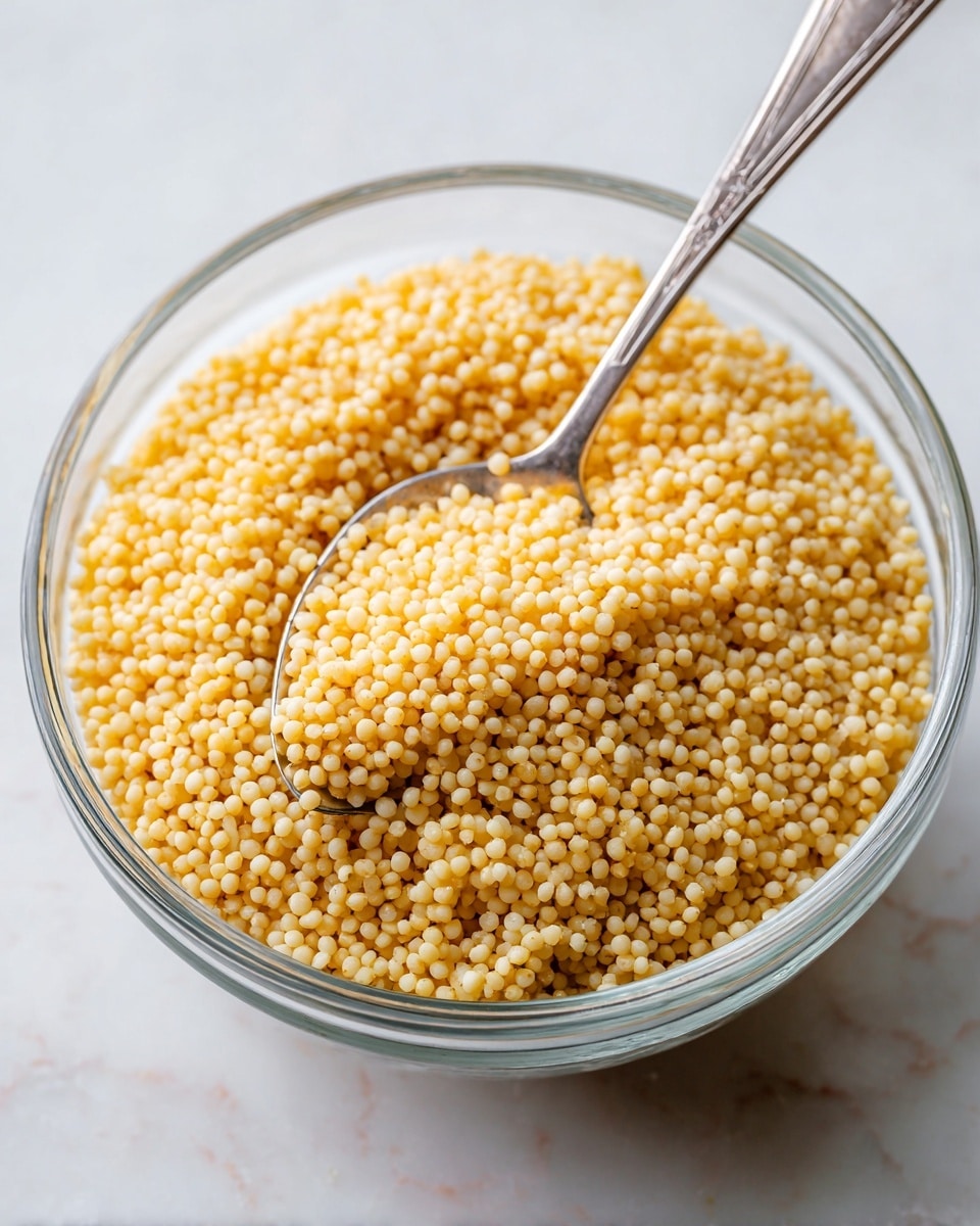 The image shows fresh ingredients laid out on a white marbled surface. There are two dark green zucchinis and two yellow squashes placed vertically on the left side. Next to them, two bell peppers, one orange and one red, sit side by side in the upper middle. Below the peppers, a small metal bowl is filled with round beige grains. To the right, there are fresh green herbs with long stalks and leaves. A clear glass of water, a lemon, a small clove of garlic, and three small white bowls containing salt and pepper mix, a beige liquid, and golden olive oil are also visible. The overall look is bright and fresh, highlighting the natural colors of each ingredient. photo taken with an iphone --ar 4:5 --v 7