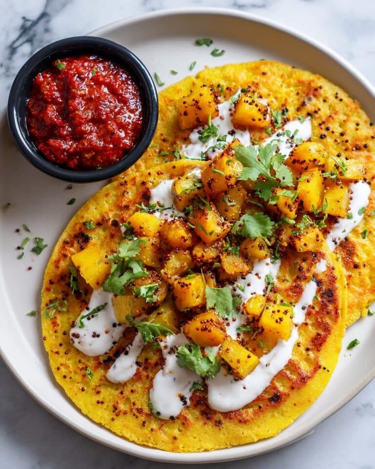Masala Potatoes on Red Lentil Pancakes Recipe