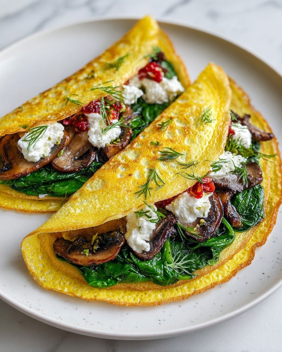 Savoury Tofu and Mushroom Pancakes with Spinach and Cheese Recipe