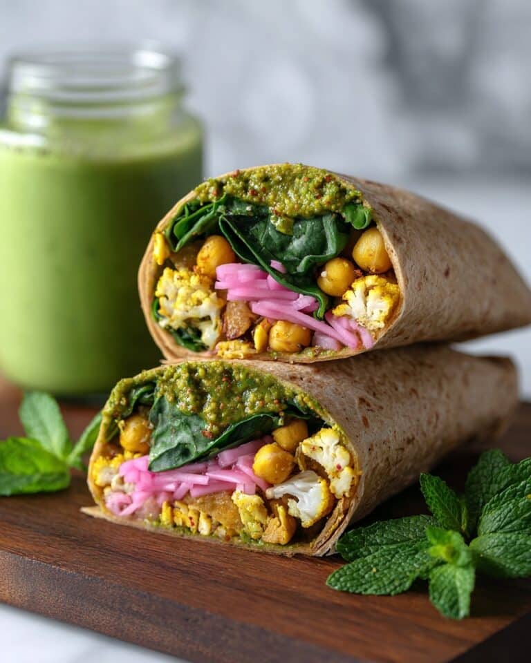 Curried Baby Potato and Chickpea Wraps with Roasted Cauliflower and Fresh Chutney Recipe