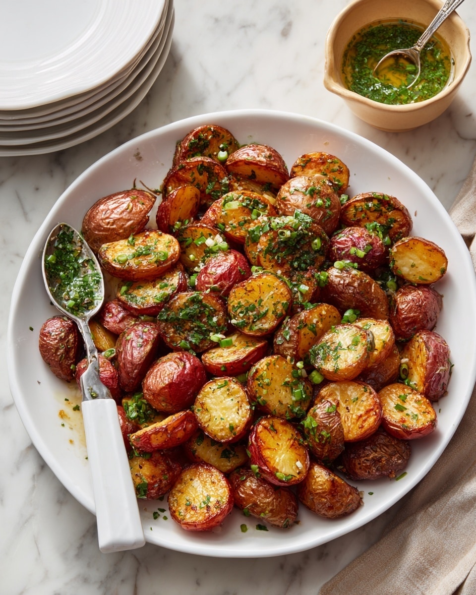 Crispy Roasted Red Potatoes with Spicy Walnut-Cilantro Chili Sauce Recipe