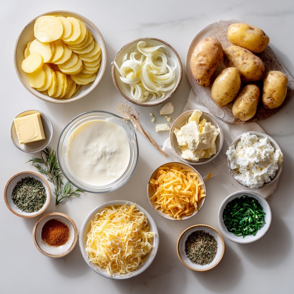 This image shows a white rectangular baking dish filled with a baked casserole that has a golden brown melted cheese layer on top, with darker crispy edges and browned spots. The cheese layer is unevenly spread, showing some bubbly, oily patches. Chopped fresh green herbs are sprinkled all over the top, adding a bright contrast to the warm tones of the cheese. A gold-colored spoon rests on the left side inside the dish, slightly digging into the cheesy top layer. The dish sits on a white marbled surface with a soft gray cloth in the upper left corner. Photo taken with an iphone --ar 4:5 --v 7