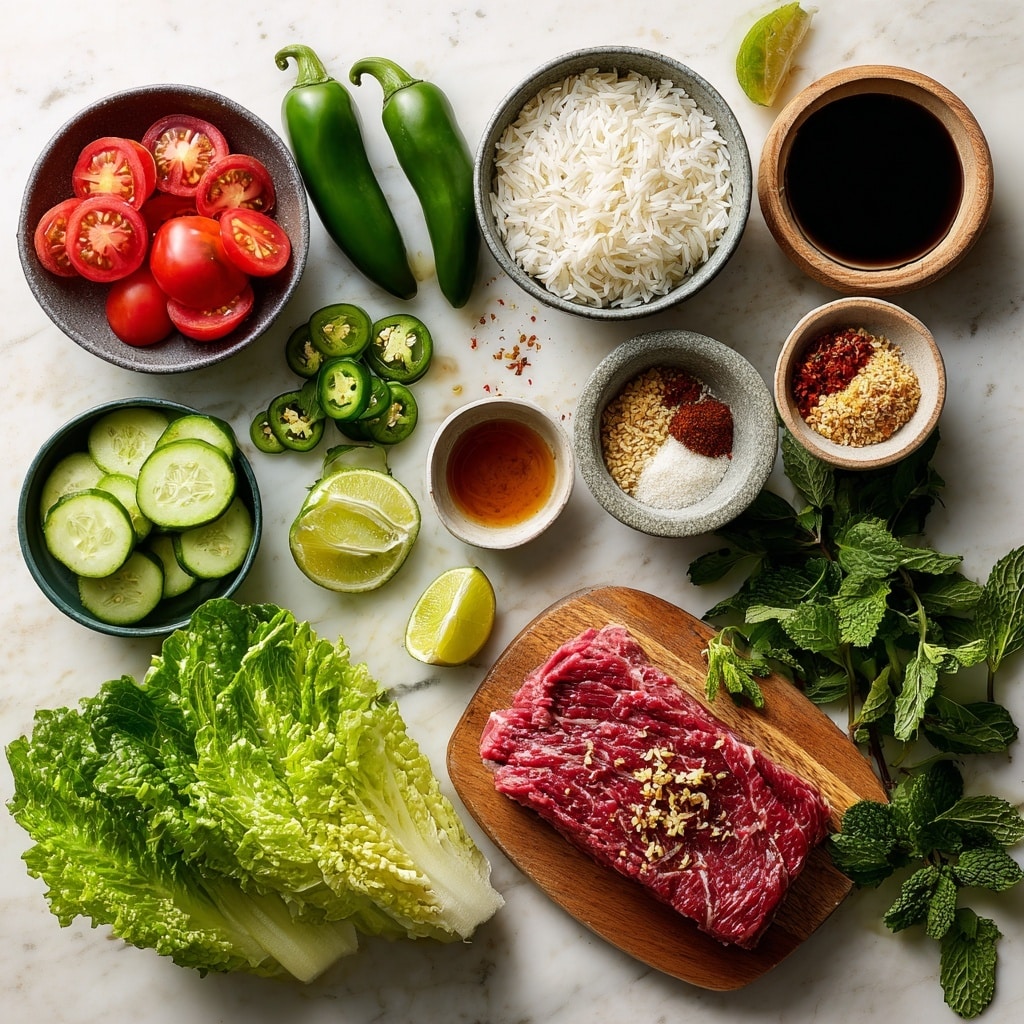 A clear glass bowl on a white marbled surface holds three thick slices of pink-centered steak with a browned crust placed on a bed of fresh green cilantro leaves and thin, pale purple onion rings scattered around and under the meat, showing a fresh and vibrant mix of colors and textures photo taken with an iphone --ar 4:5 --v 7