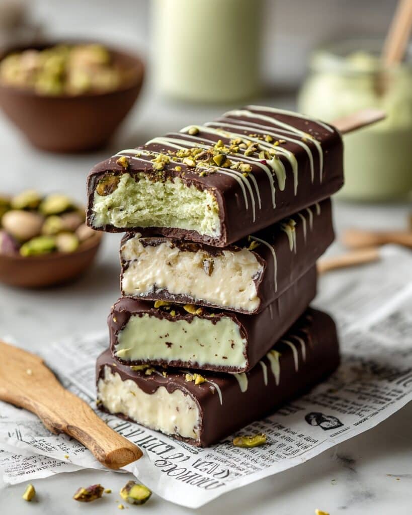 Vegan Dubai Pistachio Chocolate Ice Cream Bars Recipe