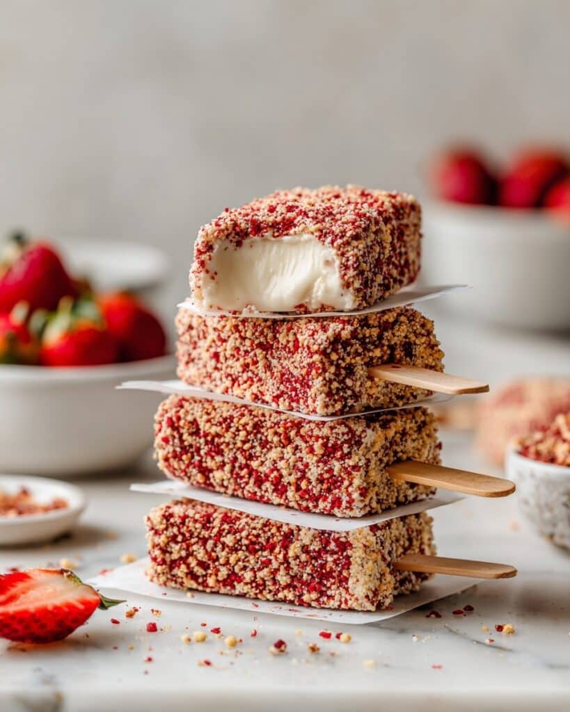 Vegan Strawberry Shortcake Ice Cream Bars Recipe