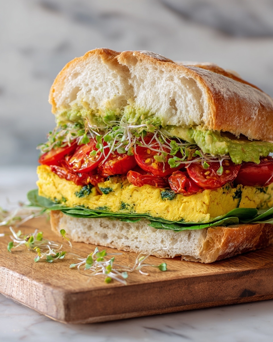 Frittata Sandwich with Spinach, Sun-Dried Tomatoes, and Avocado Recipe