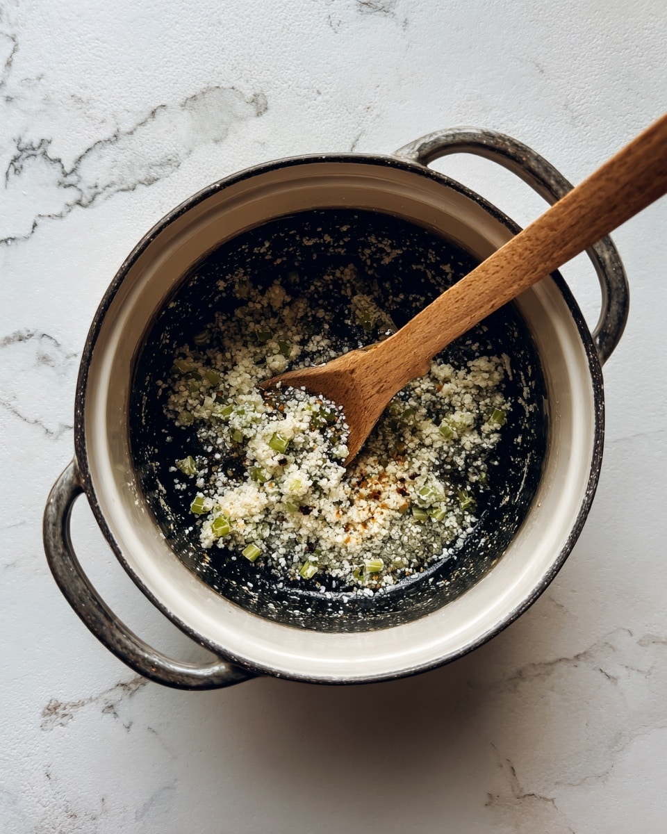 A white bowl with a thin brown rim is filled with creamy green risotto, mixed with bright green asparagus pieces scattered on top. Thin yellow lemon zest strands and small fresh green leaves are spread over the risotto. There are small black pepper flakes sprinkled on the surface. A silver spoon with an ornate handle is resting inside the bowl towards the right side. The bowl is placed on a white marbled surface next to half a lemon and an orange flower. Photo taken with an iphone --ar 4:5 --v 7