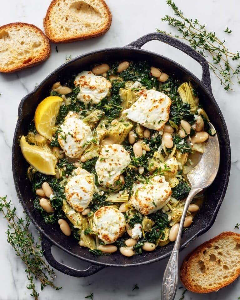 Creamy White Bean and Artichoke Skillet with Goat Cheese Recipe