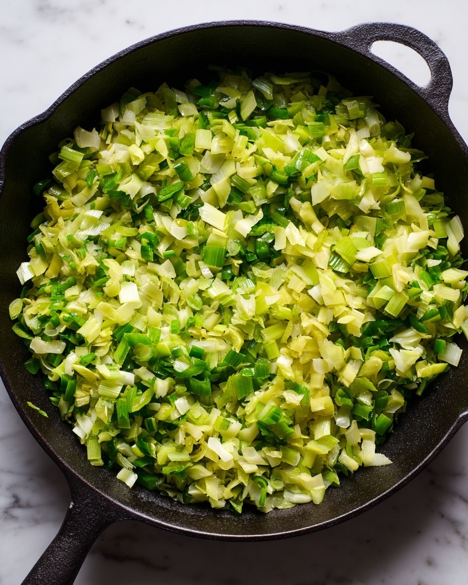 The image shows a black cast iron pan filled with a mix of white beans, chopped green spinach, and artichoke pieces as the base layer. On top, there are small dollops of white cheese with light brown toasted spots, scattered evenly. Lemon wedges are placed on one side of the pan, adding a bright yellow color contrast. The dish is garnished with small green herb leaves, and a silver spoon rests inside the pan. Two slices of bread lie near the pan on a white marbled surface, with some green thyme sprigs scattered around. Photo taken with an iphone --ar 4:5 --v 7