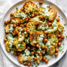 Roasted Cauliflower and Chickpeas with Herby Tahini Recipe