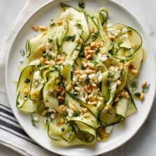 Zucchini Ribbon Salad with Feta, Pine Nuts, and Chives Recipe