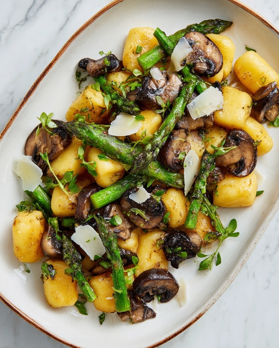Sheet Pan Asparagus Mushroom Gnocchi Recipe