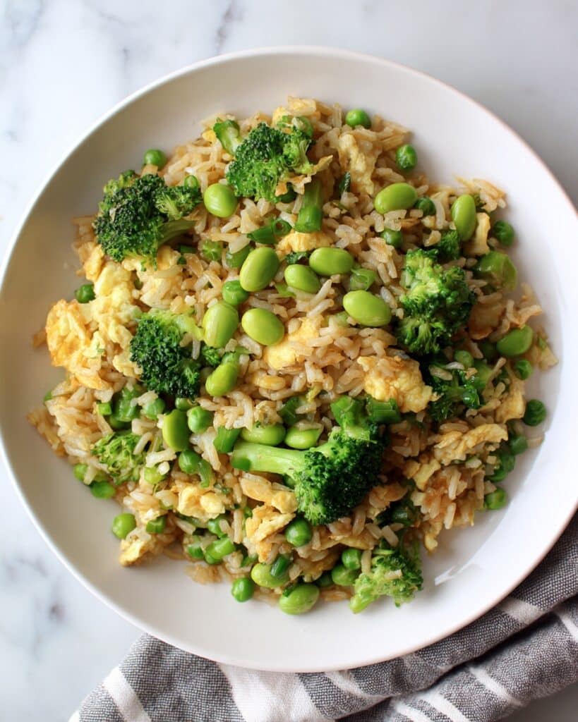 Broccoli Fried Rice with Edamame and Peas Recipe