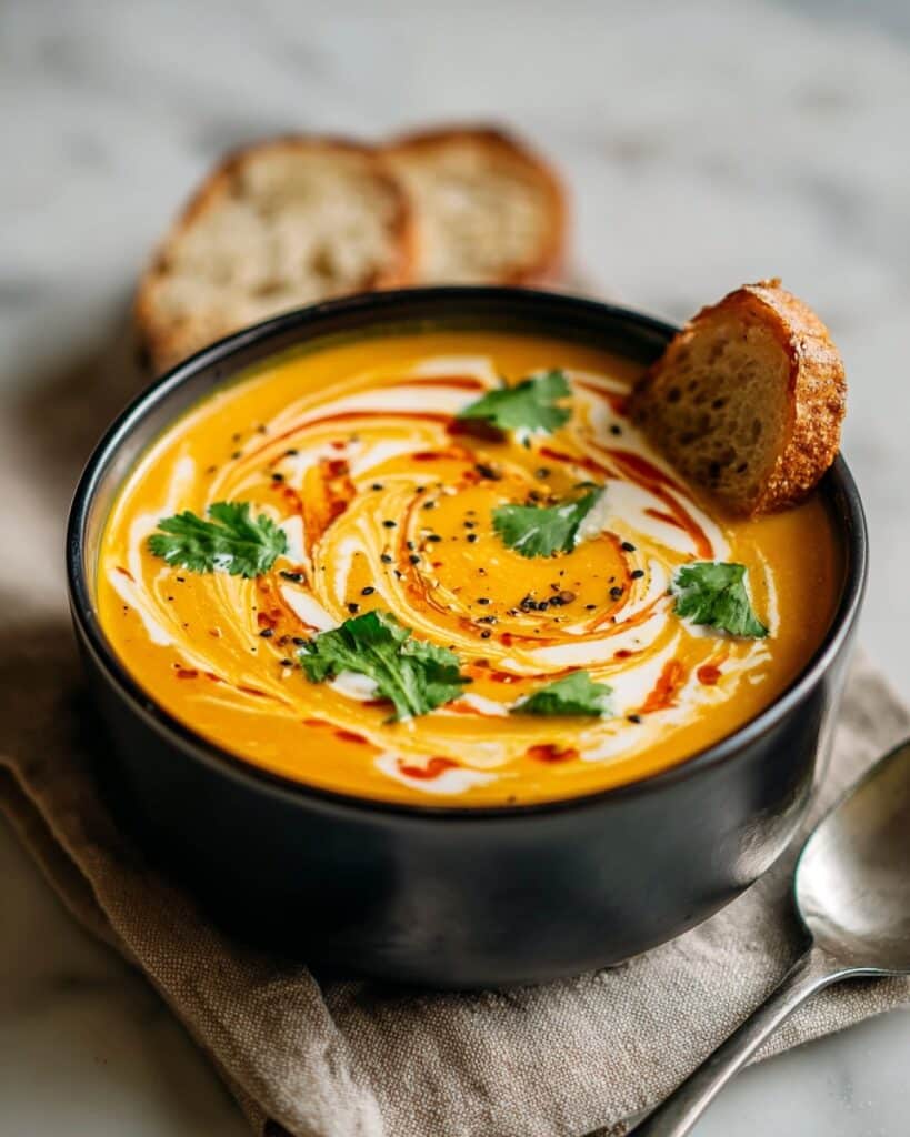 Spicy Sesame Carrot Soup with Red Lentils Recipe