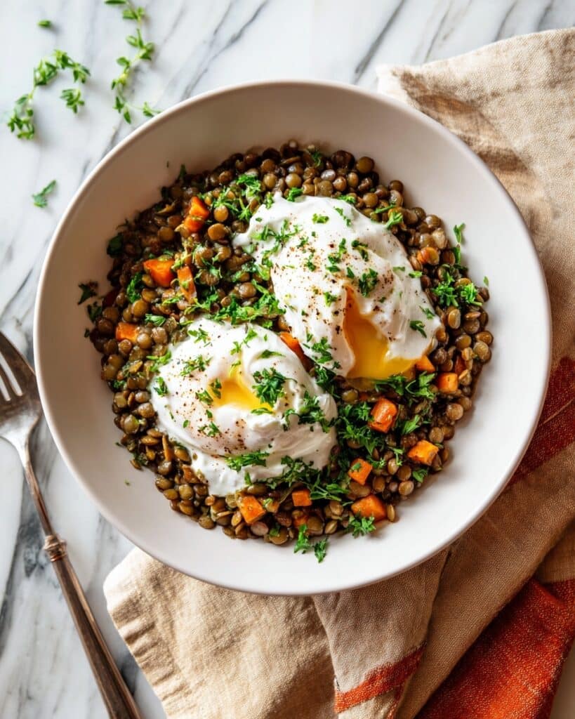 Indian Spiced Lentils with Poached Eggs Recipe