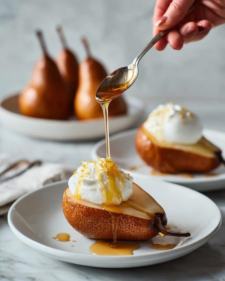 Baked Pears with Walnut Filling and Caramel Sauce Recipe