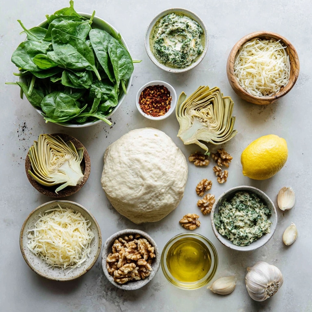 A close-up view of a bowl filled with creamy beige hummus topped with scattered red pepper flakes. The bowl is light brown with small black speckles on the outside and a yellow-green interior, placed on a white plate with a subtle texture. In the blurred background, there is a half-cut lemon on the right and green artichokes on the left, all set on a white marbled surface. The hummus has a soft, slightly chunky texture with visible swirls on top. Photo taken with an iphone --ar 4:5 --v 7