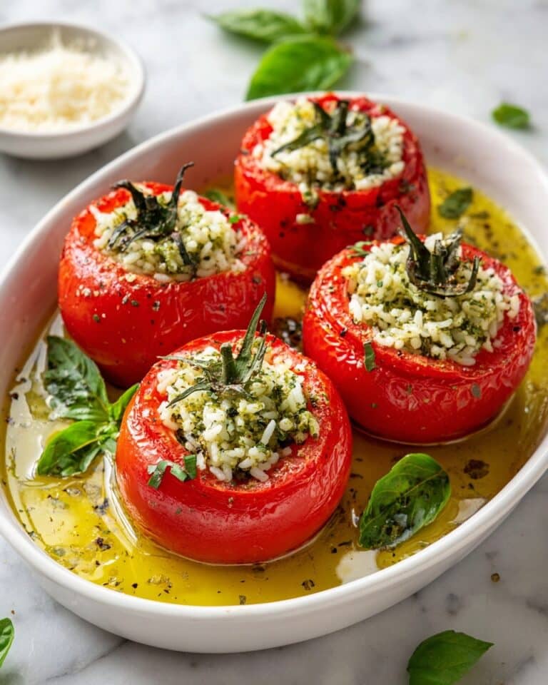 Cheesy Rice Stuffed Tomatoes Recipe
