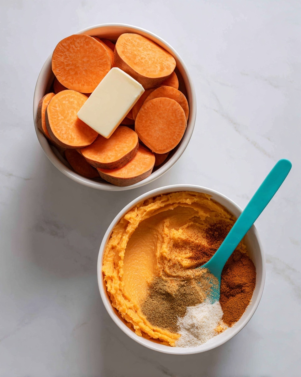 Sweet Potato Casserole with Pecans, Marshmallows, and Spiced Brown Sugar Topping Recipe - Recipe Image