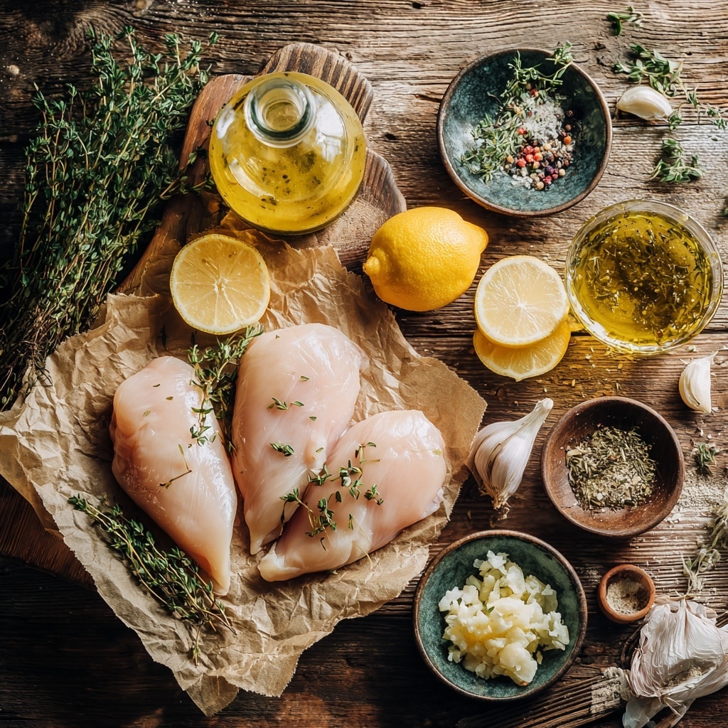 The image shows two side-by-side shots on a white marbled surface. On the left, there is a clear glass measuring cup filled with a light brown liquid mixed with herbs floating on the top, with a textured surface showing some bubbles and spices. On the right, two raw chicken cuts are placed inside a clear plastic bag filled with the same brown herb liquid marinade, with bits of herbs and red spices spread evenly over the chicken pieces. The plastic bag lies flat and sealed on the white marbled surface. photo taken with an iphone --ar 4:5 --v 7
