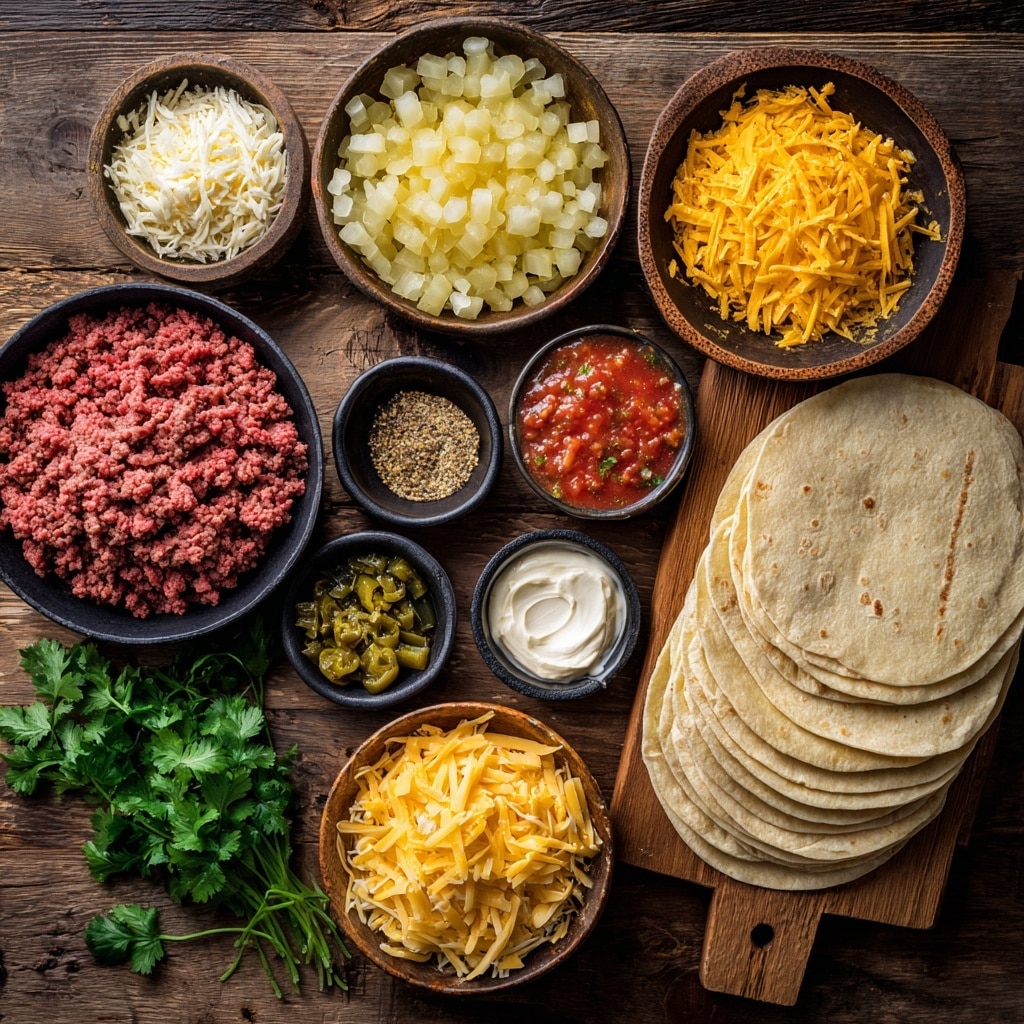 A clear glass bowl filled with one layer of cooked ground beef mixed with small pieces of cooked white onion, showing a textured mix of brown and soft translucent whites, all sitting on a white marbled surface. photo taken with an iphone --ar 4:5 --v 7