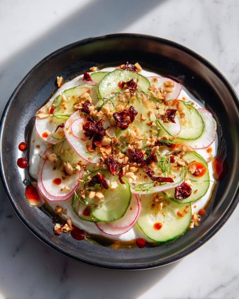 Shaved Cucumber Radish Salad with Garlic Lime Tahini & Basil Recipe