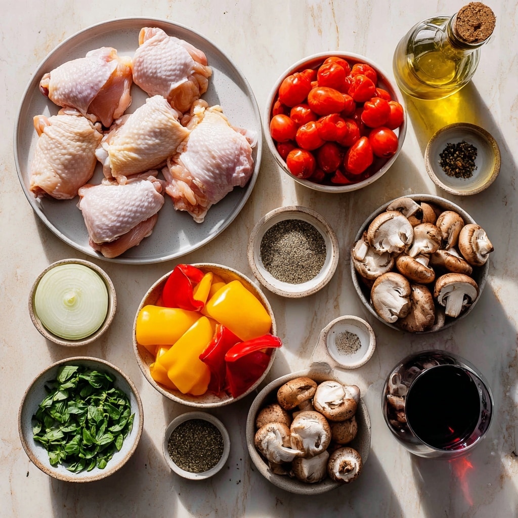 The image shows a close-up of cooked vegetables in a white pan on a white marbled surface. The dish has three main layers: sliced mushrooms with a light tan color and soft texture mixed evenly throughout, chunks of red bell peppers that are firm with bright, shiny skin, and chunks of yellow bell peppers that look tender and shiny. A woman's hand is holding a wooden spatula stirring the mix. Steam and some glossy moisture give the vegetables a fresh, warm look. The background is a clean white marble surface photo taken with an iphone --ar 4:5 --v 7