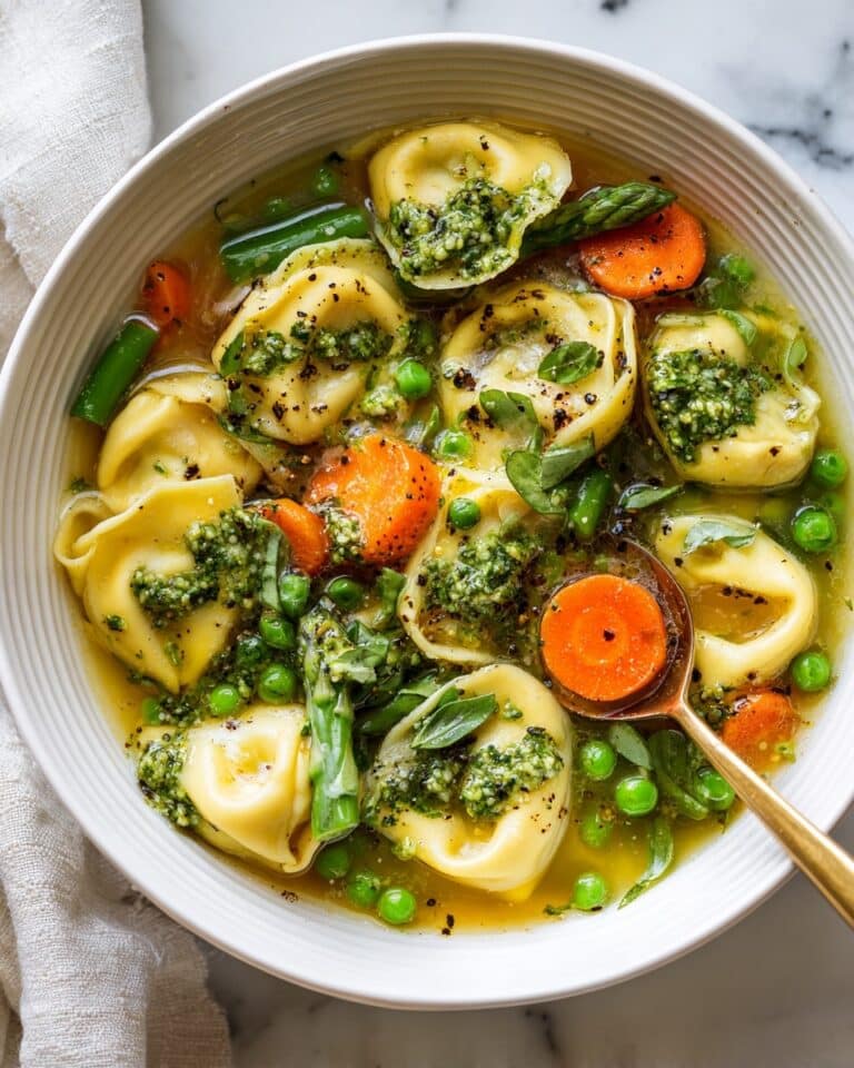 Spring Vegetable Tortellini Soup with Pistachio Pesto Recipe