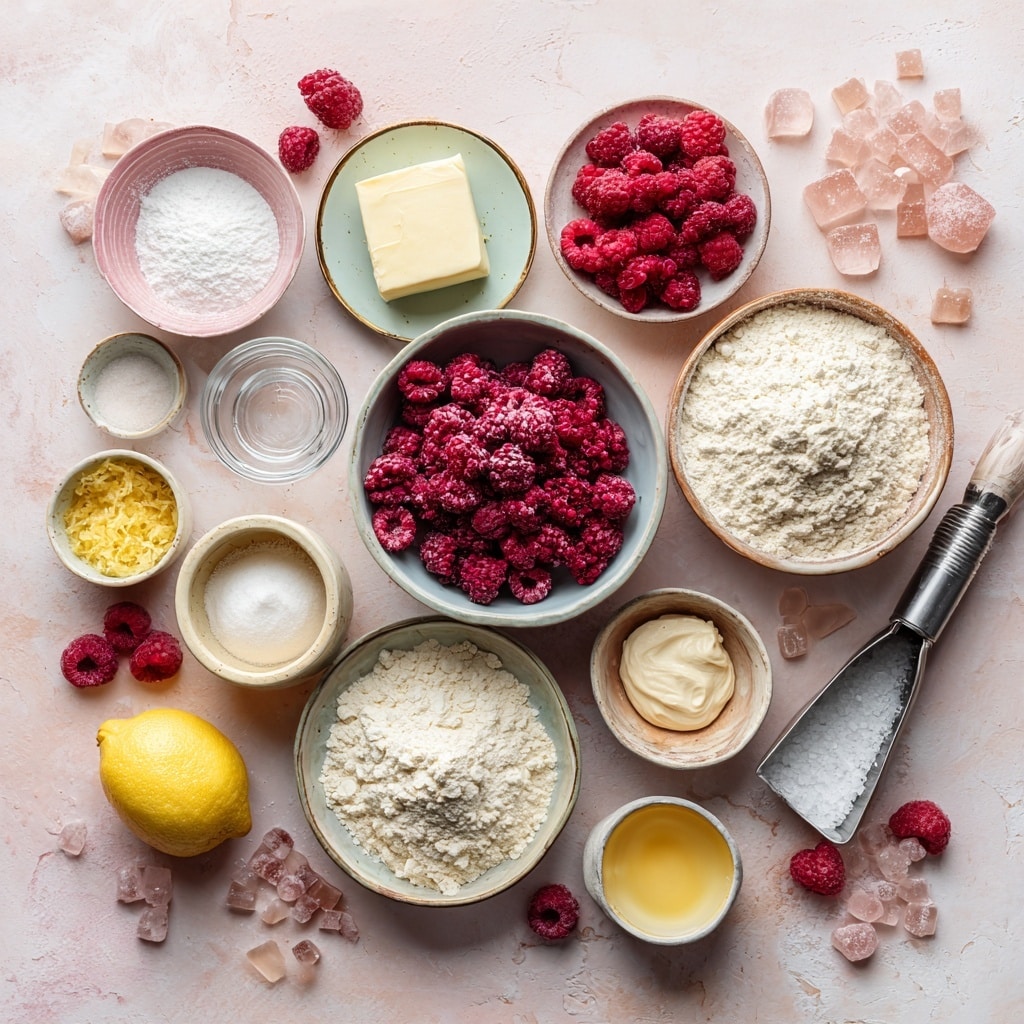 The image shows a white bowl filled with a thick, pale beige dough mixed with bright red raspberry pieces scattered throughout. The dough has a slightly rough texture with swirls created by mixing, and red raspberry juice stains the inner sides of the bowl, adding a splash of color. The bowl is set on a white marbled surface. photo taken with an iphone --ar 4:5 --v 7
