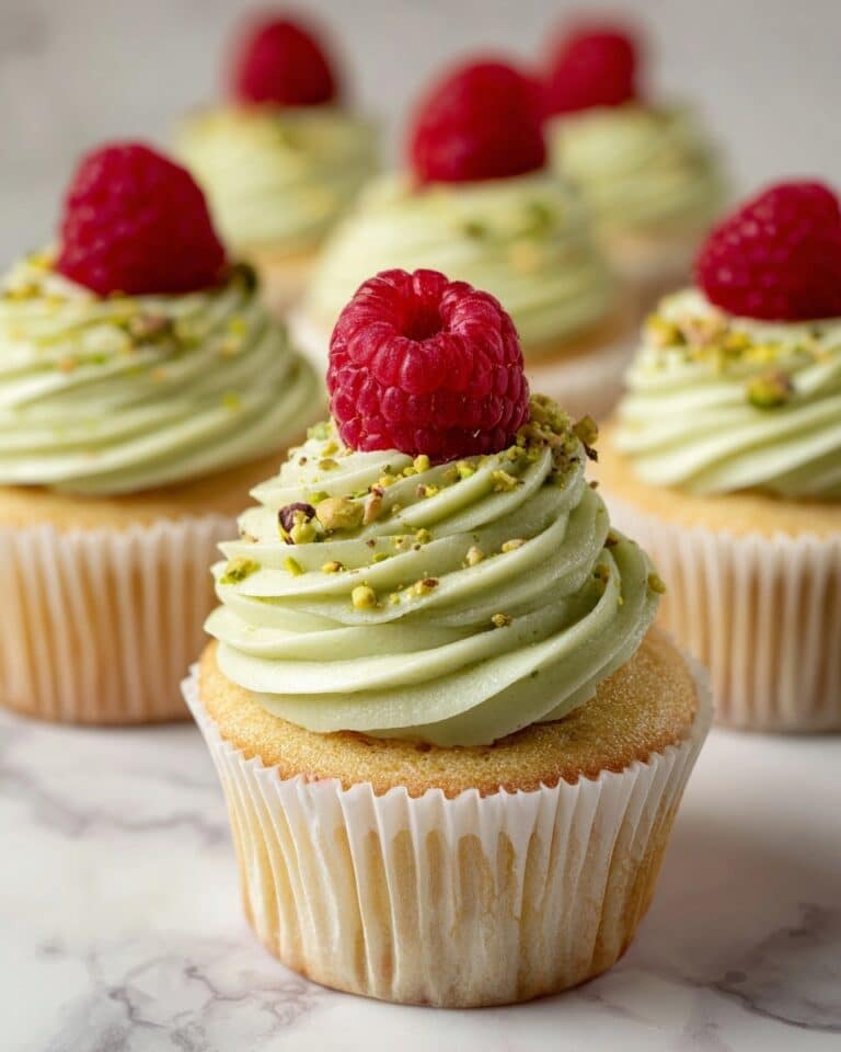Pistachio Cupcakes with Raspberry Filling and Pistachio Buttercream Recipe