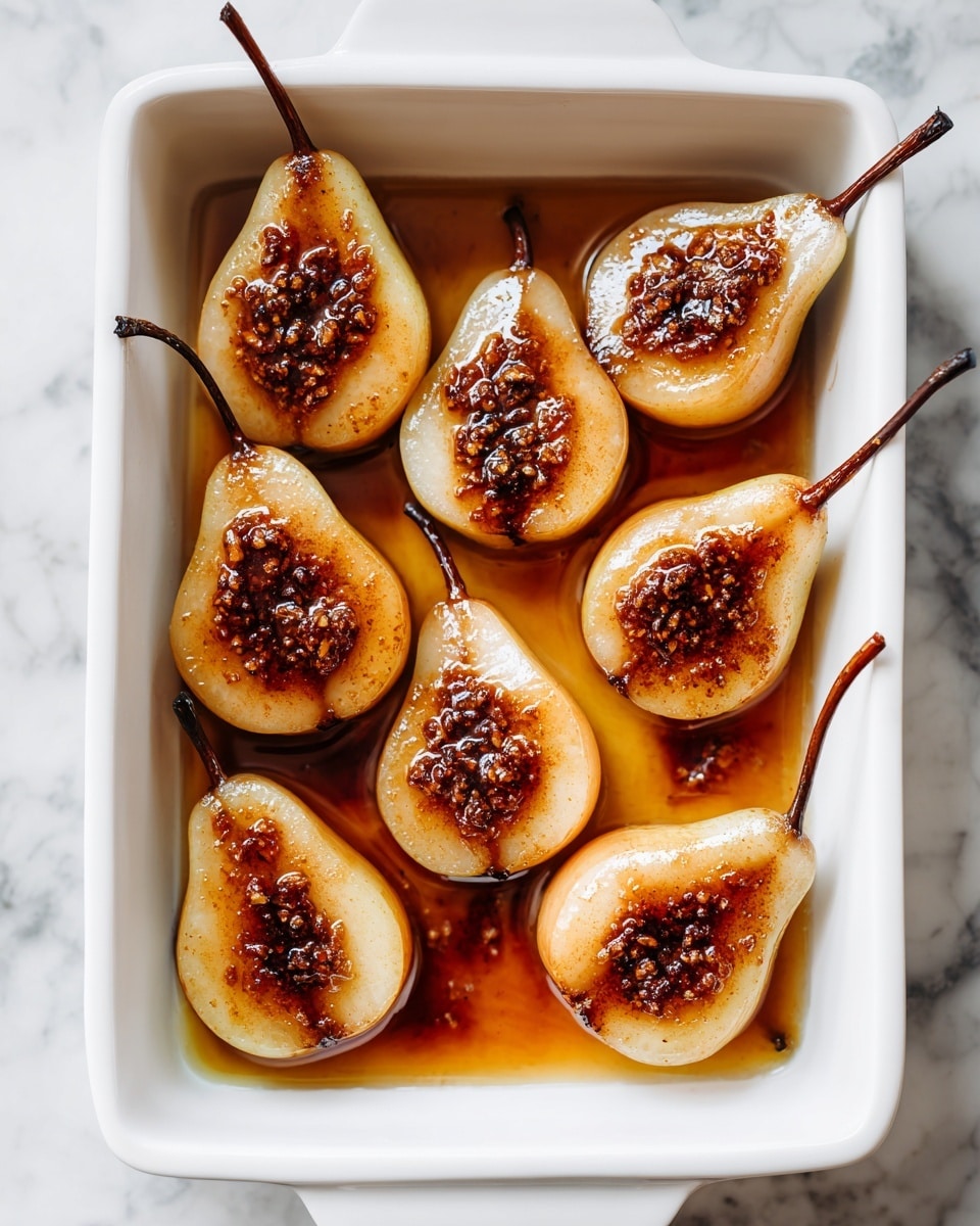 Baked Pears with Walnut Filling and Caramel Sauce Recipe - Recipe Image