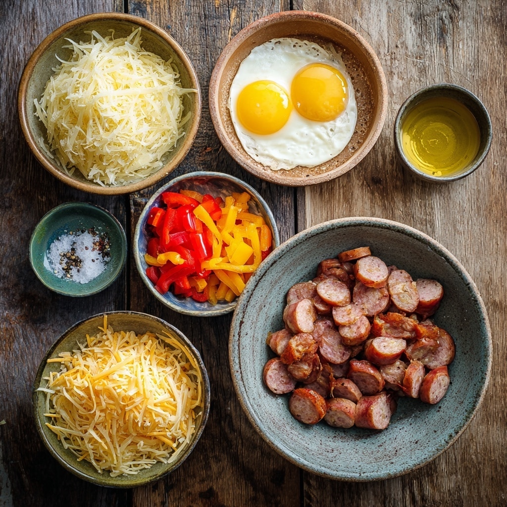 The image shows two side-by-side photos of a black cast iron pan on a white marbled surface. The left photo has a thick layer of raw, white shredded potatoes filling the pan. The right photo shows the same pan with the shredded potatoes partly cooked into a golden brown crust with crispy edges, steam rising, and a metal spatula lifting part of the cooked potatoes to reveal the soft inside. Photo taken with an iphone --ar 4:5 --v 7