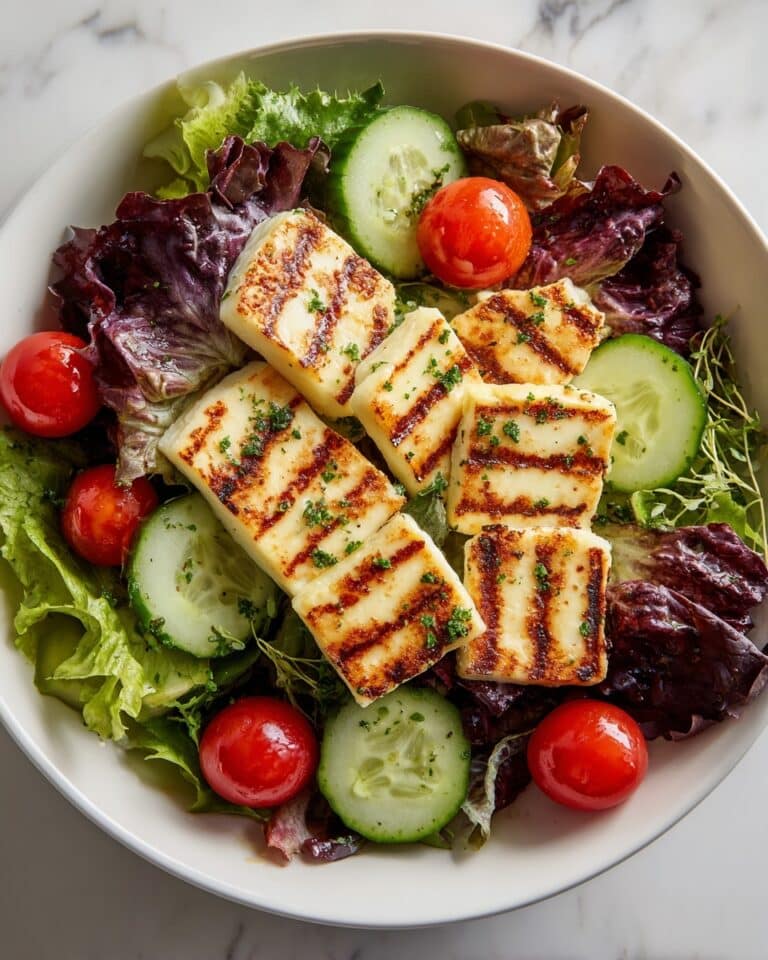 Grilled Halloumi Salad with Tomatoes & Cucumbers Recipe