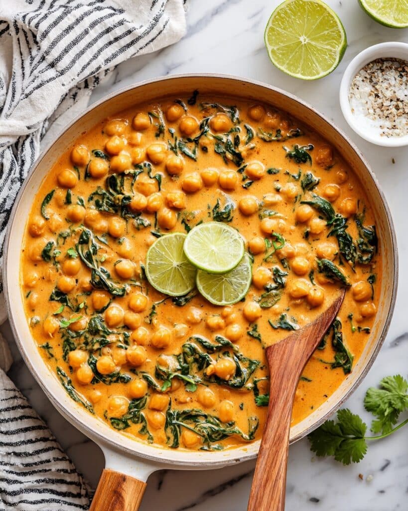 Creamy Chickpea Curry with Spinach and Coconut Milk | Delicious Vegan Stew