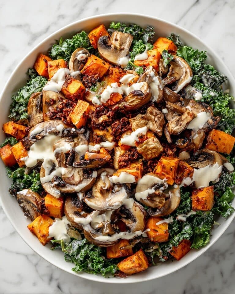 Smoky Roasted Mushrooms & Tofu Kale Salad Recipe