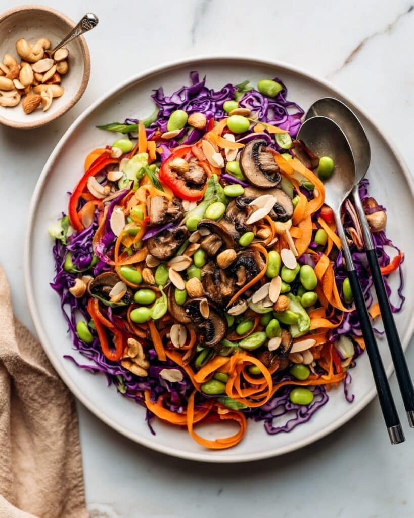 Spicy Sesame Slaw with Mushrooms & Edamame Recipe