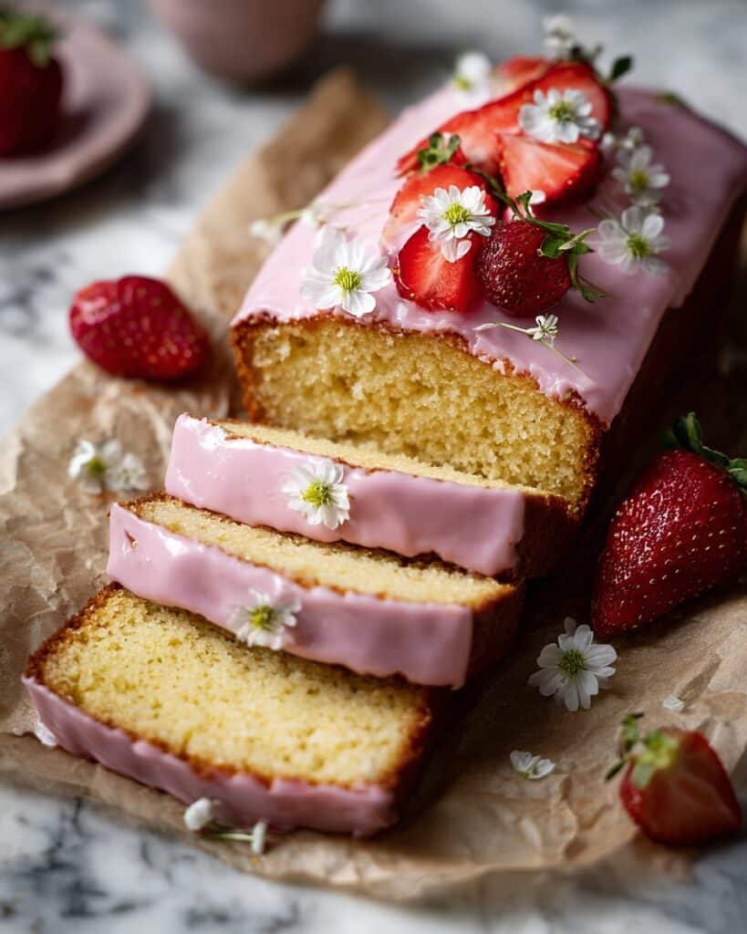 Tender Vegan Lemon Loaf with Strawberry Sumac Glaze Recipe
